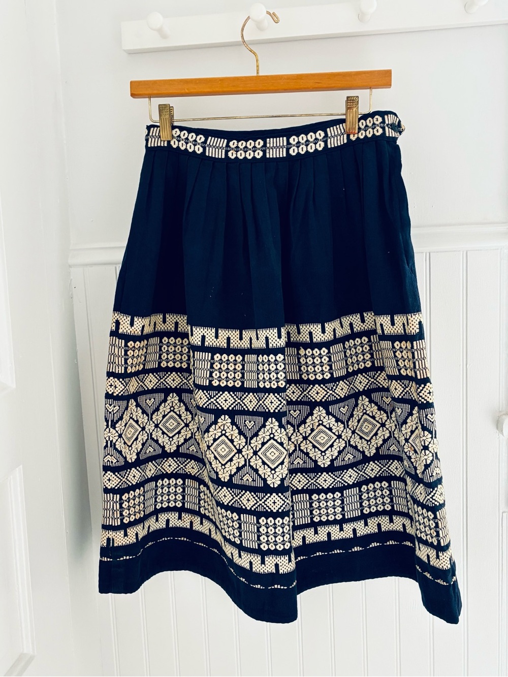 Guatemalan handwoven navy blue skirt